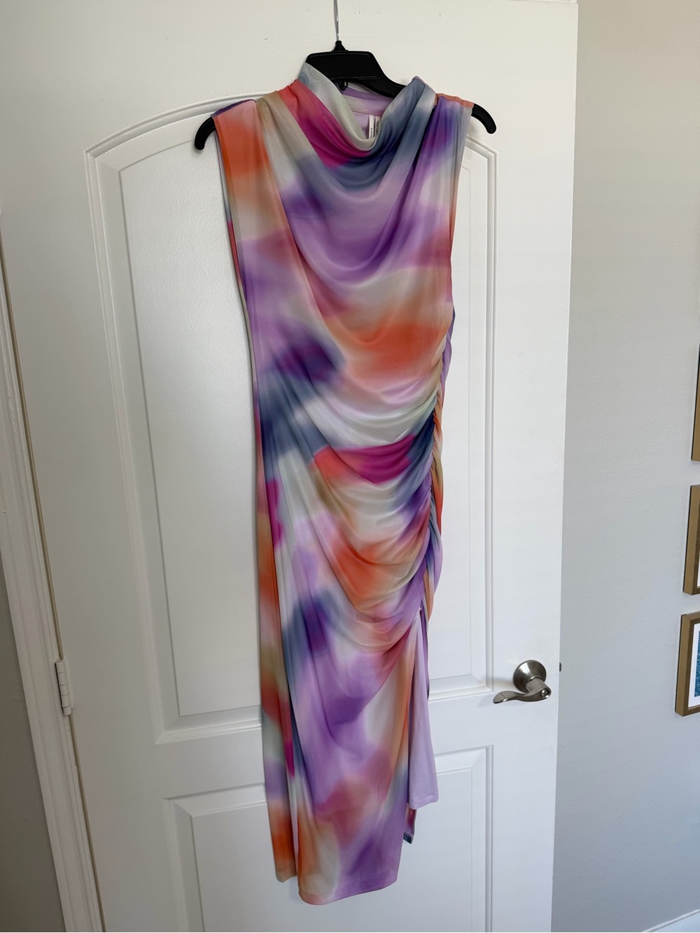 Anthropologie Watercolor Mesh Draped Midi Dress